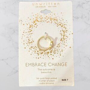 NWT Unwritten Gold and Silver Mother of Pearl Embrace Change Ring SIZE 7